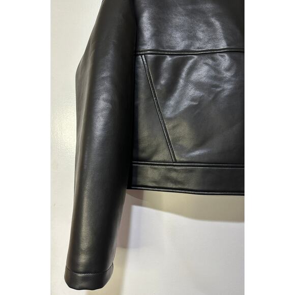 Hudson Faux Leather Black Jacket Small NWT Sample Piece Biker Jacket Moto Detail - Picture 11 of 13